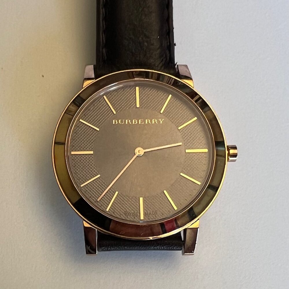 Burberry Rose Gold Watch Sapphire Crystal Swiss Made